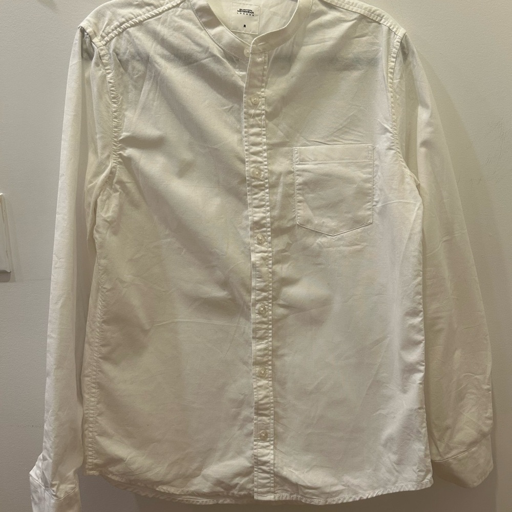 Collarless Button-Up Shirt